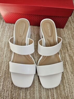 Kelly & Katie White Double-Band Slide Sandal